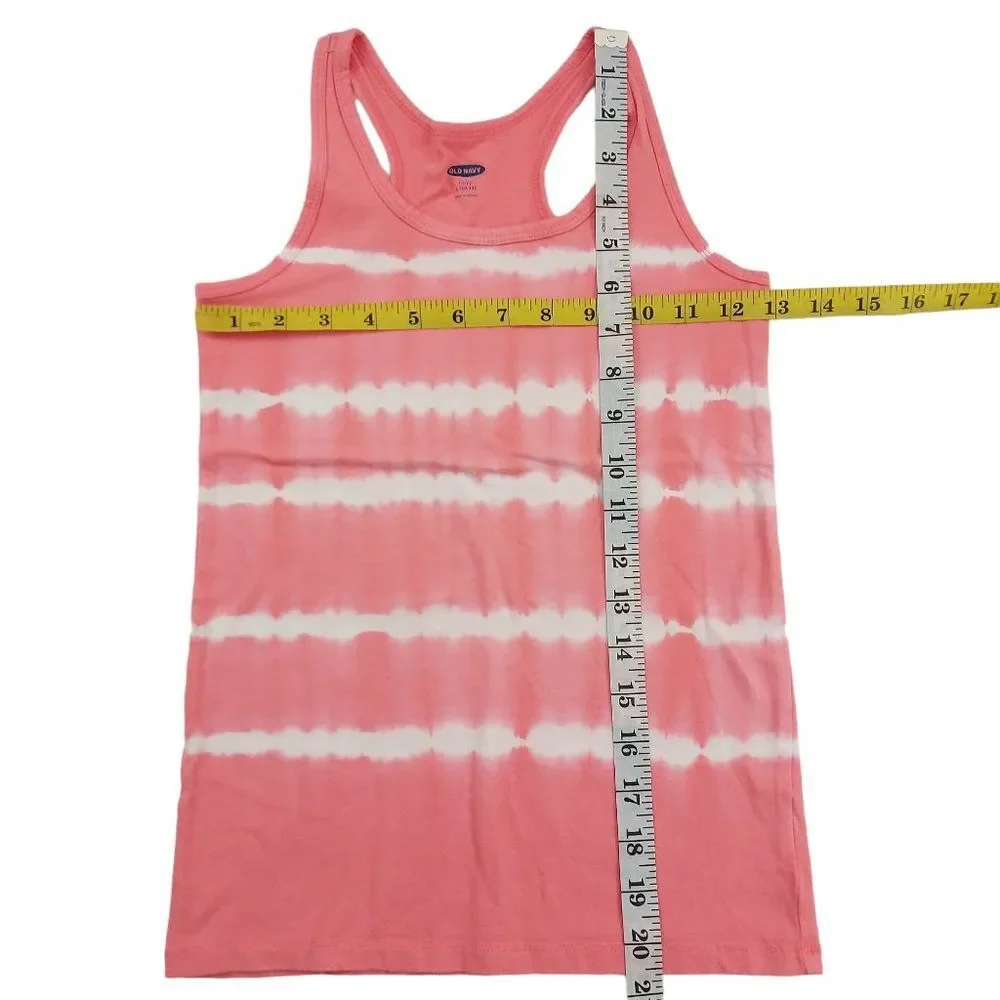 Old Navy Fitted Tank Top Set Of Two Girls Large 10-12 Pink Navy Tie Dye Stretch